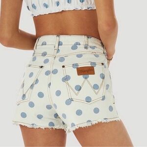 Wrangler White and Blue Polka Dot Jean Shorts